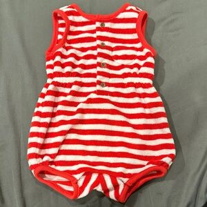 Janie and Jack Red and White Striped Baby Romper